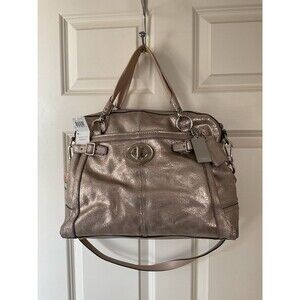 New Coach 2010 Silver Crackle Leather Ella Satchel Crossbody Bag  $798